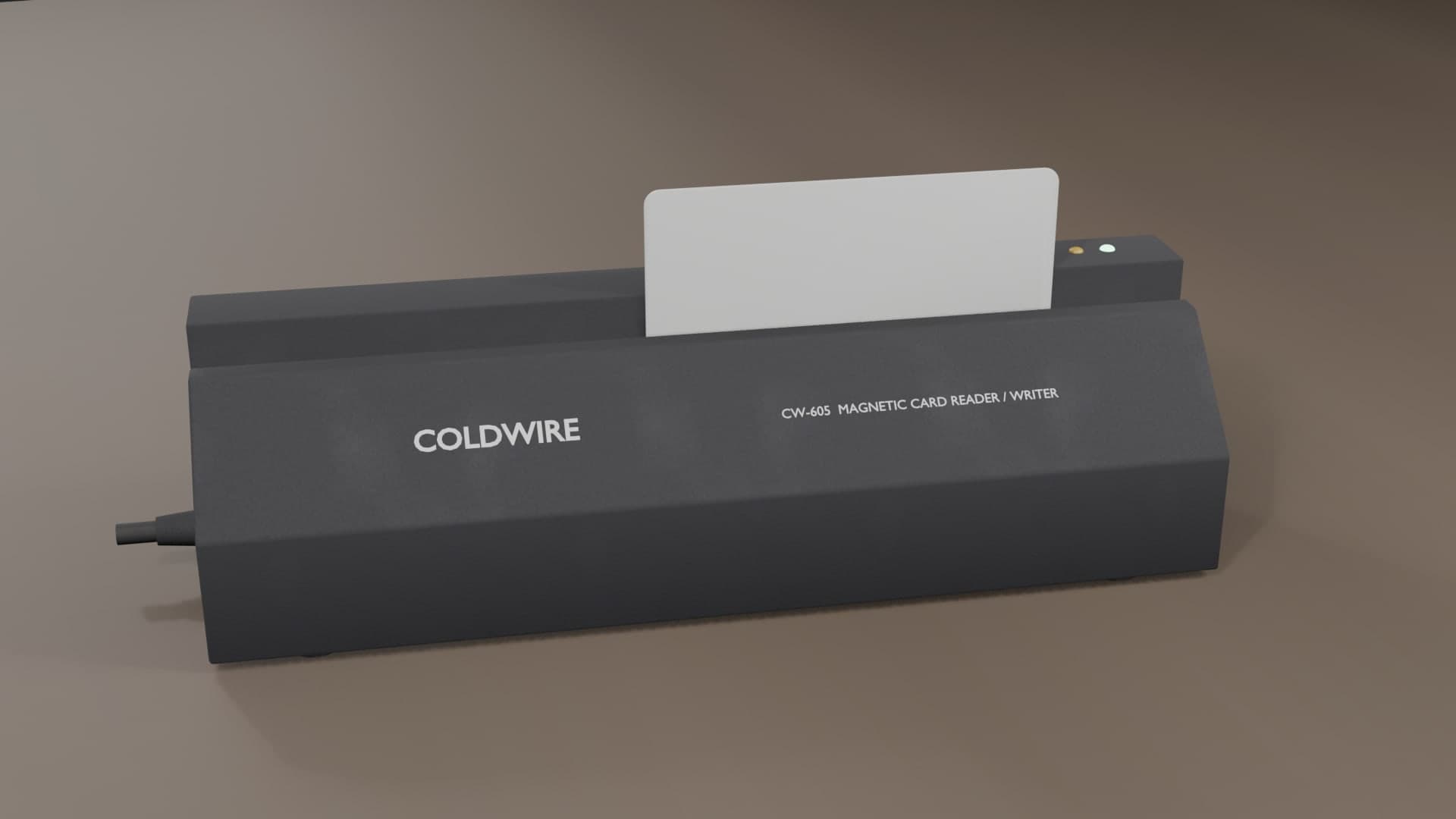 The card skimmer with a blank card standing in its slot